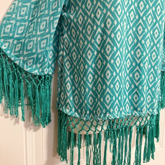 Rancho Estancia Blouse SZ Small Tunic Fringe Oversized Western Country Club - Picture 7 of 9
